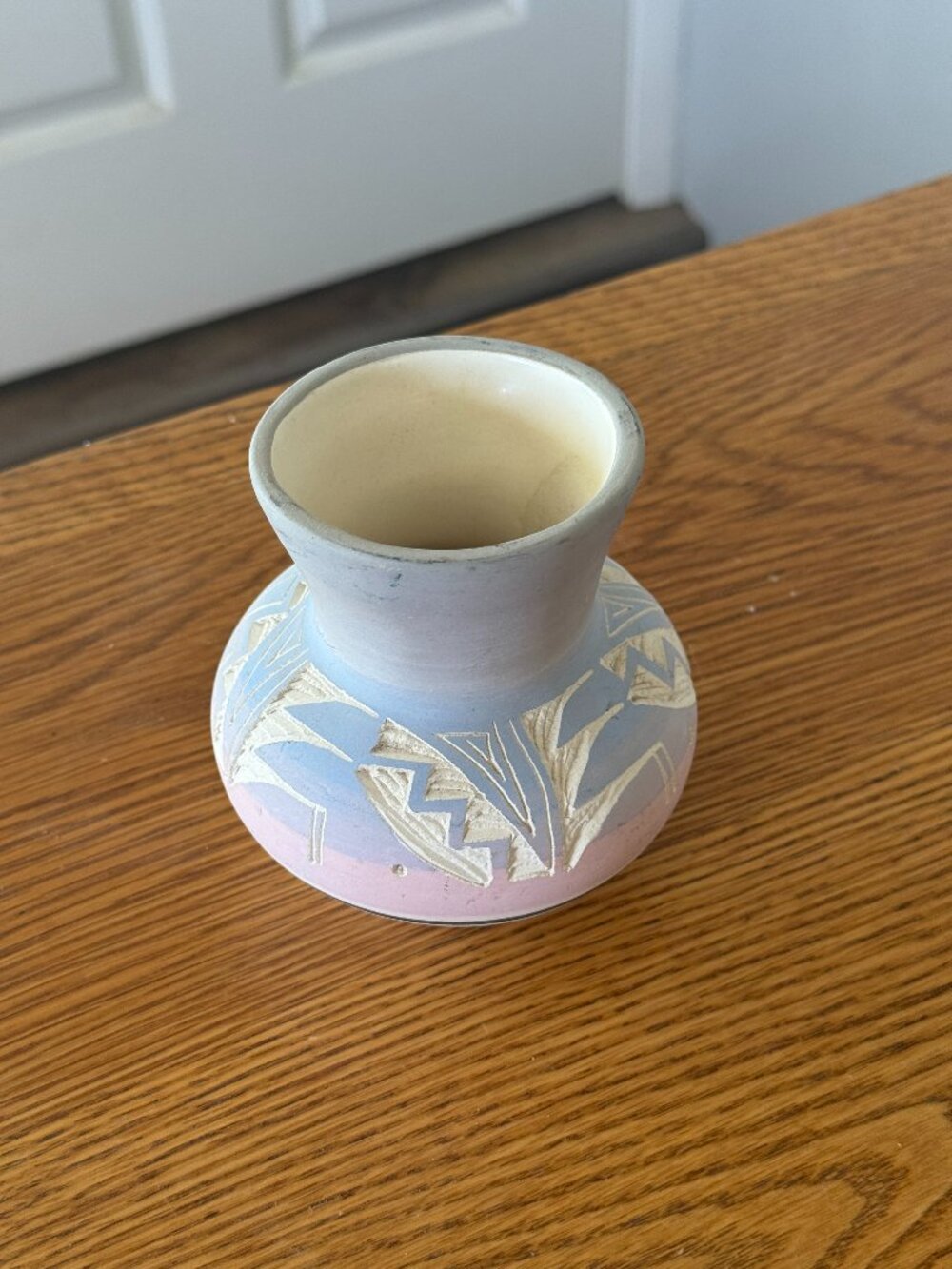 Vintage Navajo Pottery Etched 4.25" Vase Signed